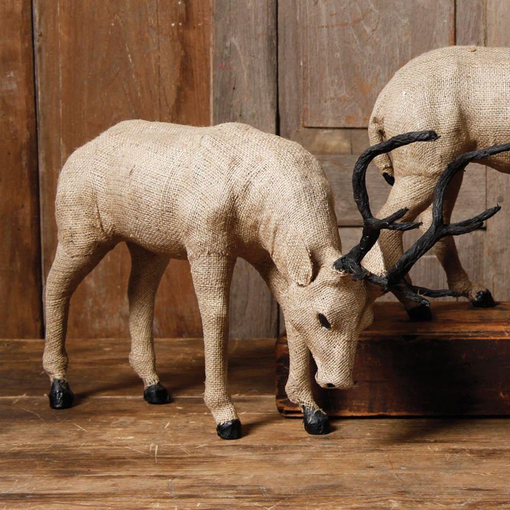 HomArt Burlap Stag Head Down - Natural