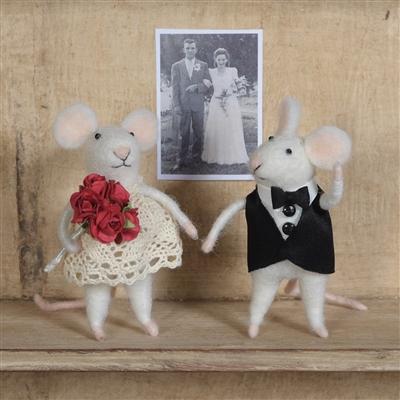 HomArt Felt Mouse Ornament - Set Of 6