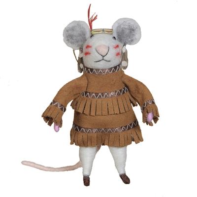 HomArt Felt Native American Mouse Ornament - Set Of 6