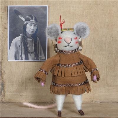 HomArt Felt Native American Mouse Ornament - Set Of 6