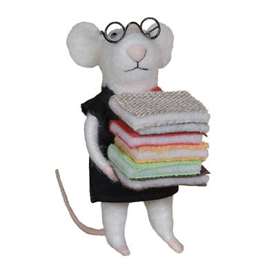 HomArt Felt Librarian Mouse Ornament - Set Of 6