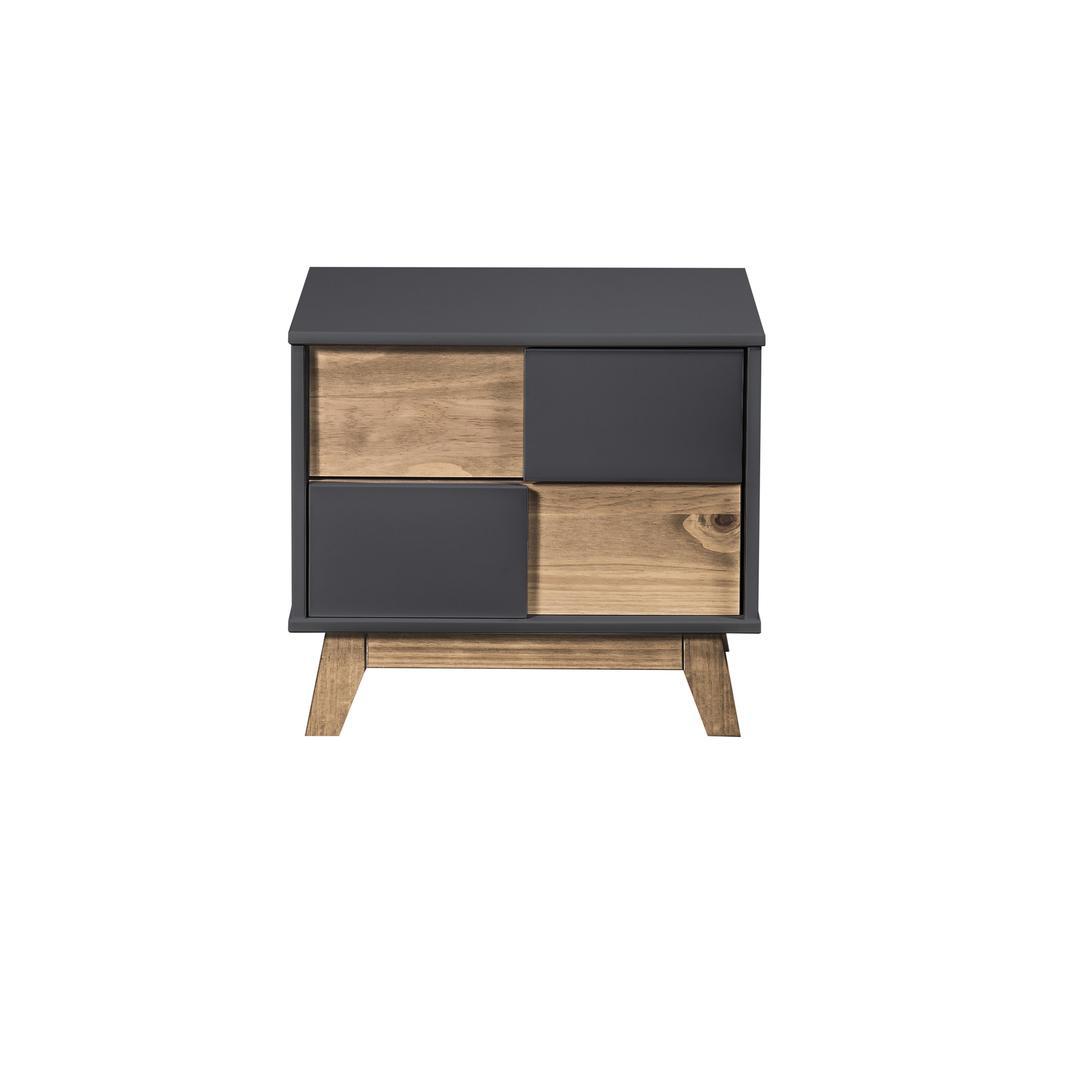 Manhattan Comfort Mid- Century Rustic Modern Livonia 2-Drawer Nightstand