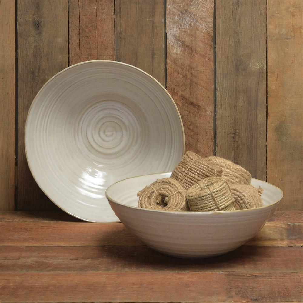 HomArt Summerland Ceramic Dish - Large - Fancy White - Feature Image