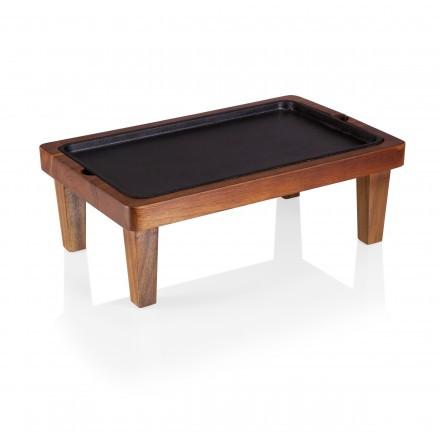 Picnic Time Raccolta Serving Pedestal with Inlaid Iron Griddle Large 17 inch