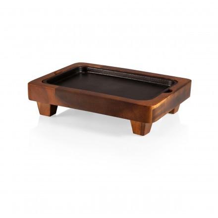 Picnic Time Raccolta Serving Pedestal with Inlaid Iron Griddle Small 11 inch