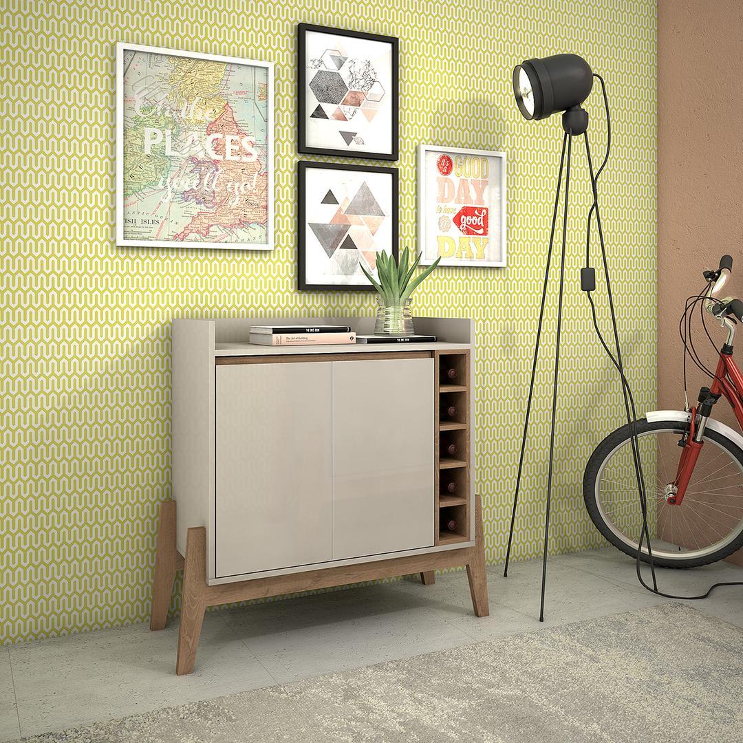 Manhattan Comfort Essence 5-Bottle Wine Buffet Stand