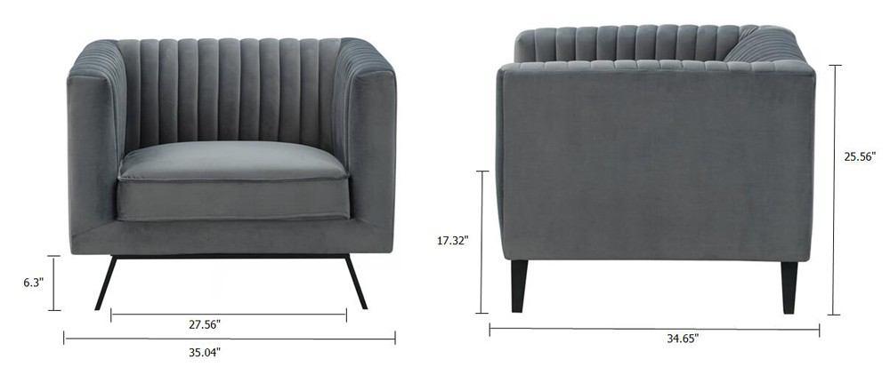 Manhattan Comfort Vandam 2-Piece Velvet Armchairs