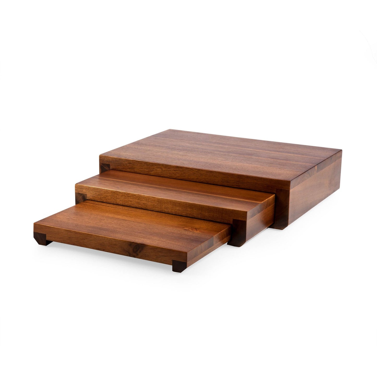 Picnic Time Etage Set of 3 Acacia Serving Pedestals