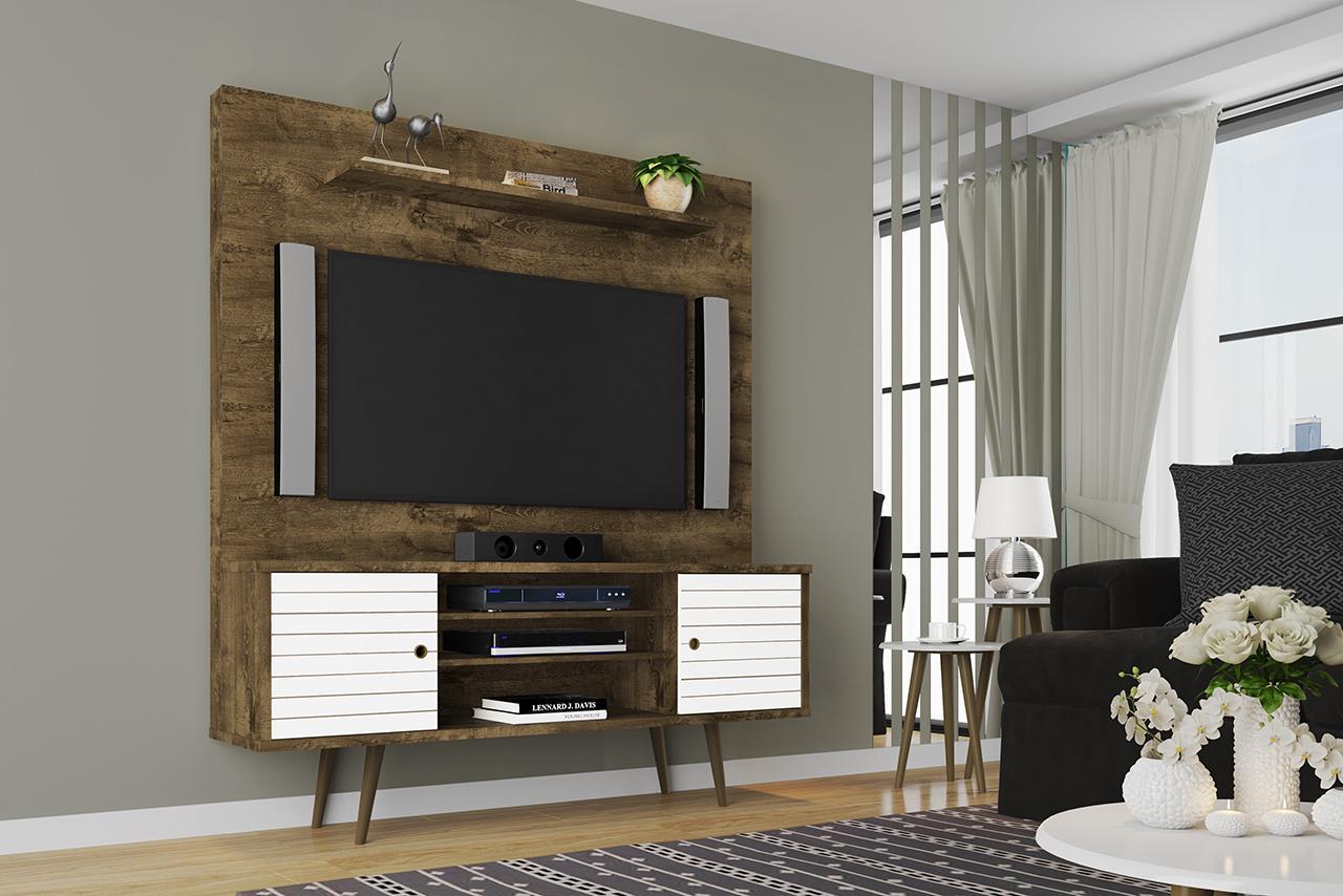 Manhattan Comfort Liberty 63" Freestanding Entertainment Center with Overhead shelf