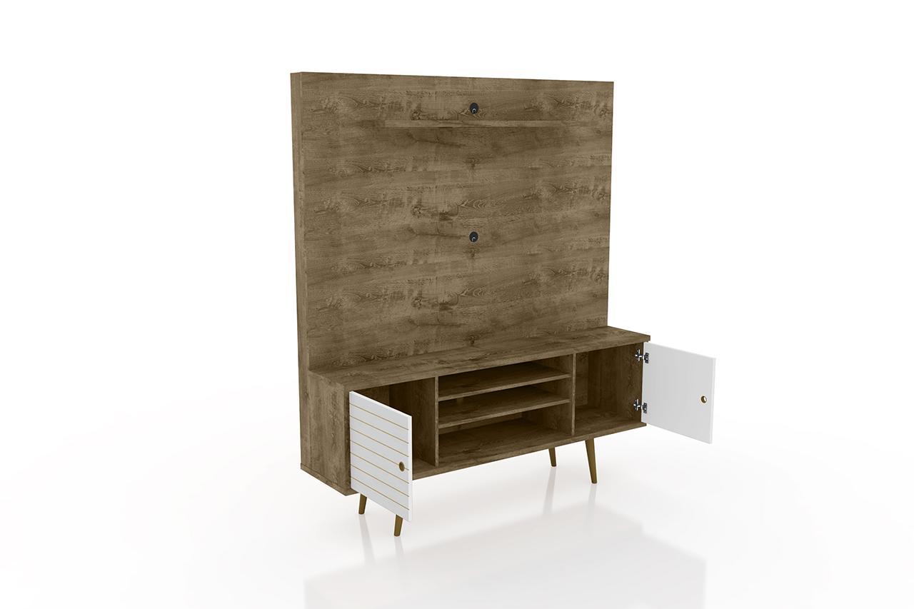 Manhattan Comfort Liberty 63" Freestanding Entertainment Center with Overhead shelf
