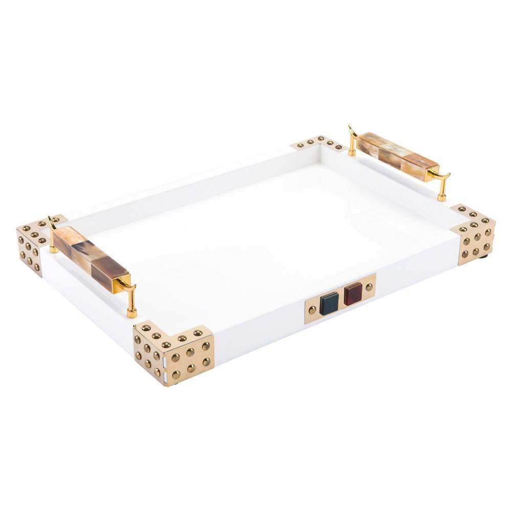 Zuo Rectangular Tray With Horn & Agate Handle