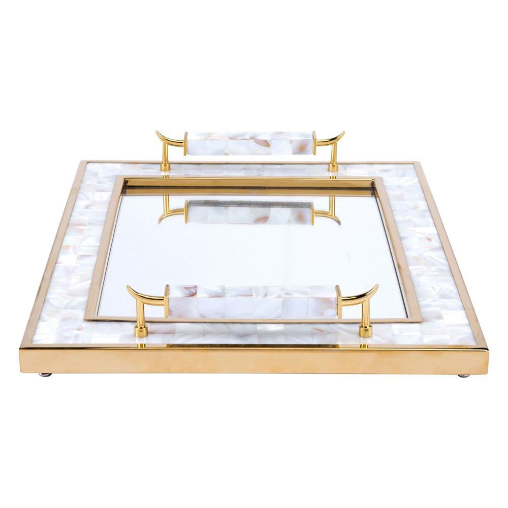 Zuo Tray With Horn Handle White