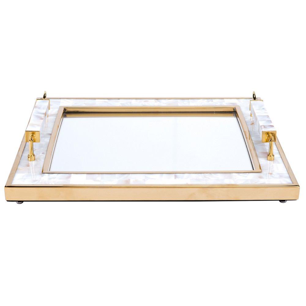 Zuo Tray With Horn Handle White