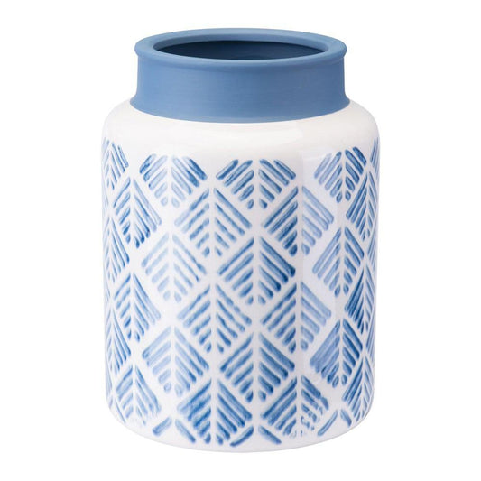 Zuo Zig Zag Vase Large Steel Blue And White