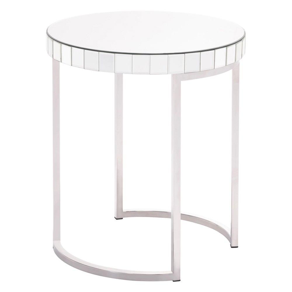 Zuo Mirrored Circular End Table Mirror