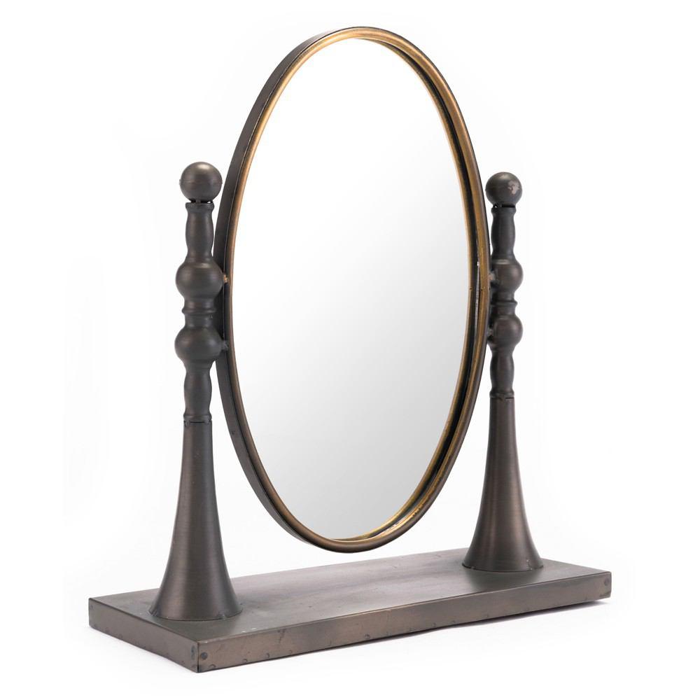 Zuo Circle Mirror With Stand Black & Gold