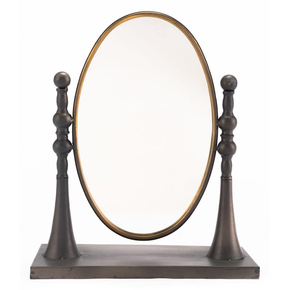 Zuo Circle Mirror With Stand Black & Gold