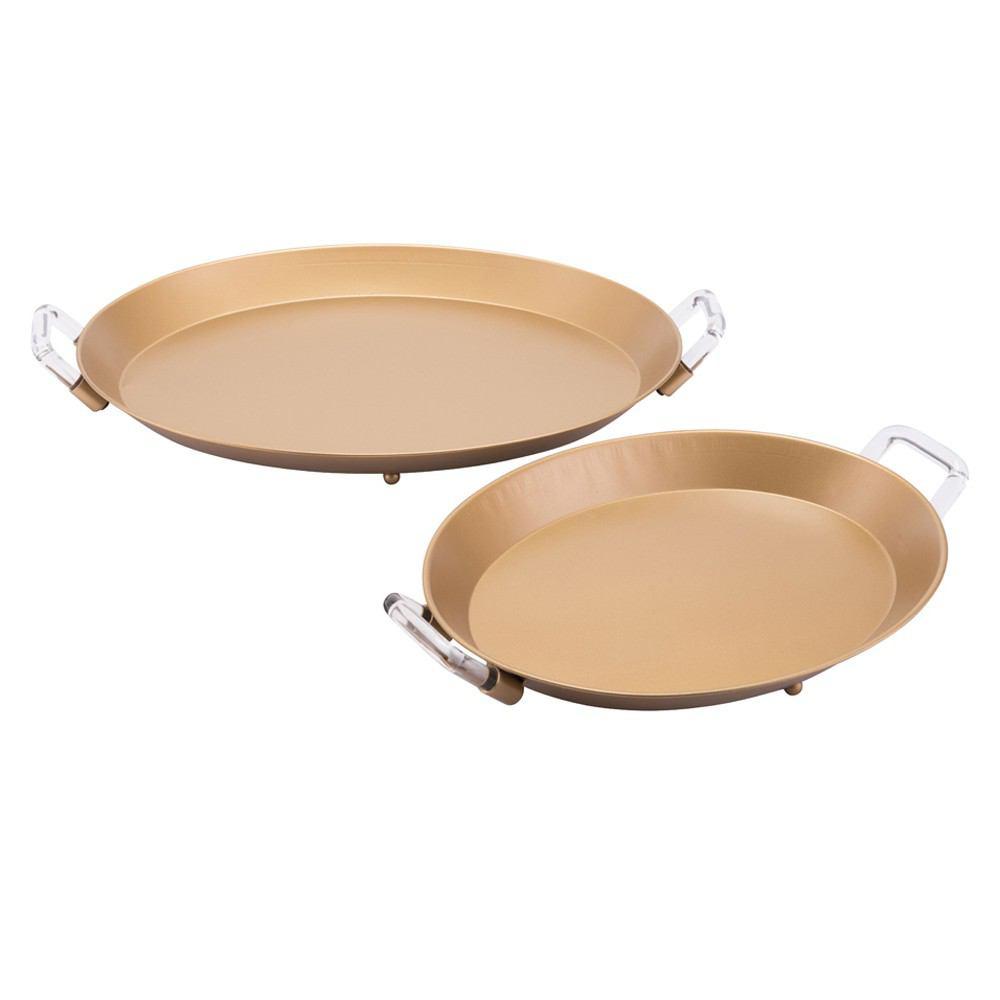 Zuo Lucite And Metal Trays Gold - Set Of 2