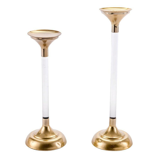 Zuo Lucite Candle Holders Gold - Set Of 2