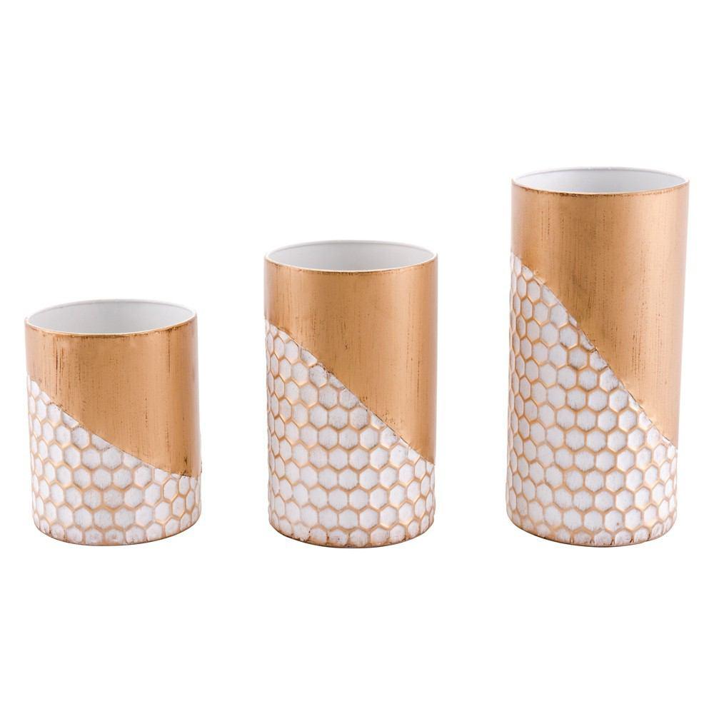 Zuo Honeycomb Candle Holders Gold - Set Of 3