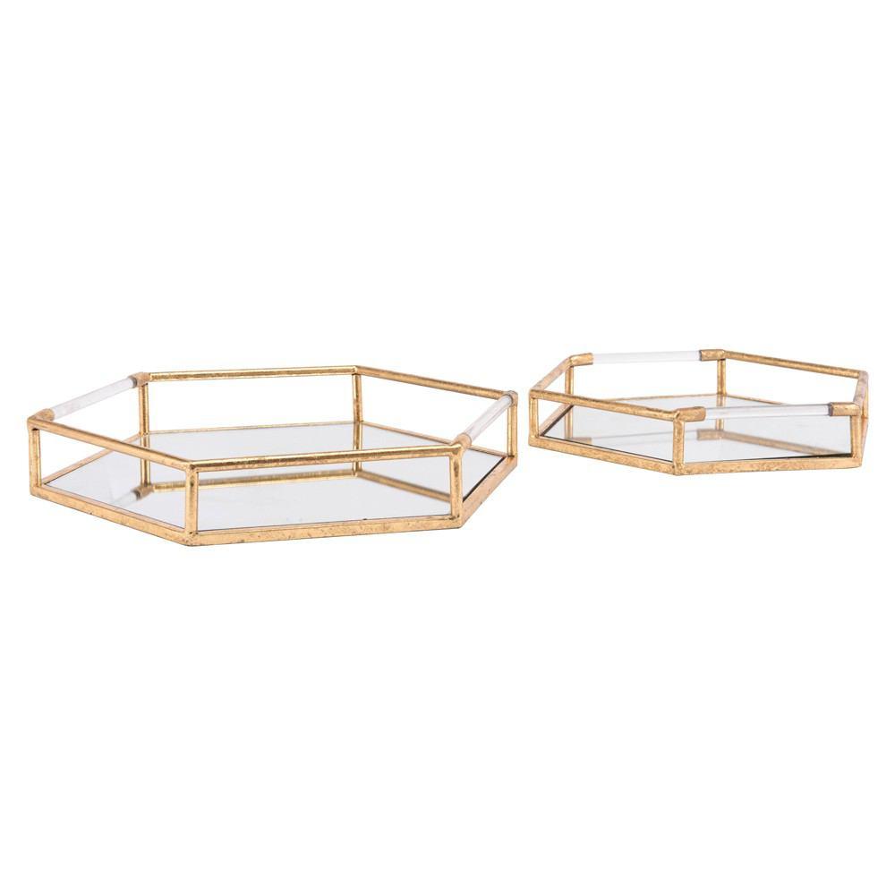 Zuo Golden Trays Gold - Set Of 2