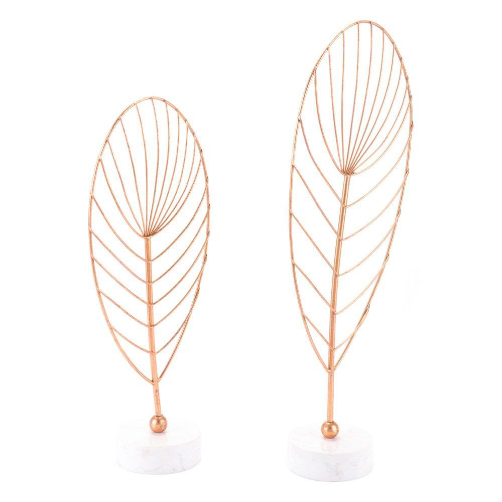 Zuo Hojas Figurines Copper - Set Of 2