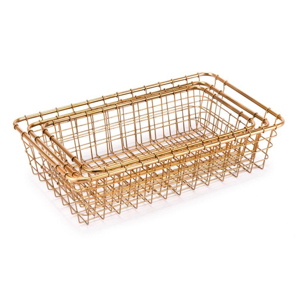 Zuo Baskets Gold - Set Of 3