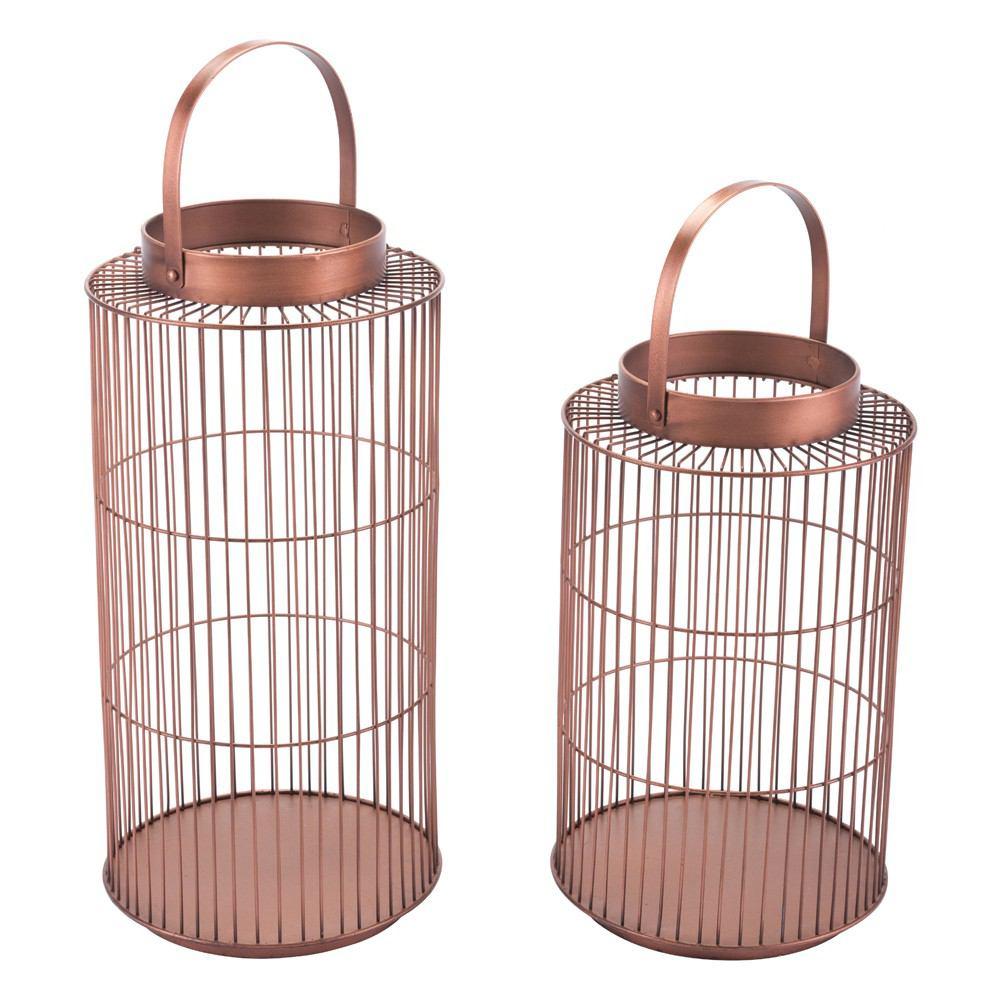 Zuo Metal Lanterns Bronze - Set Of 2