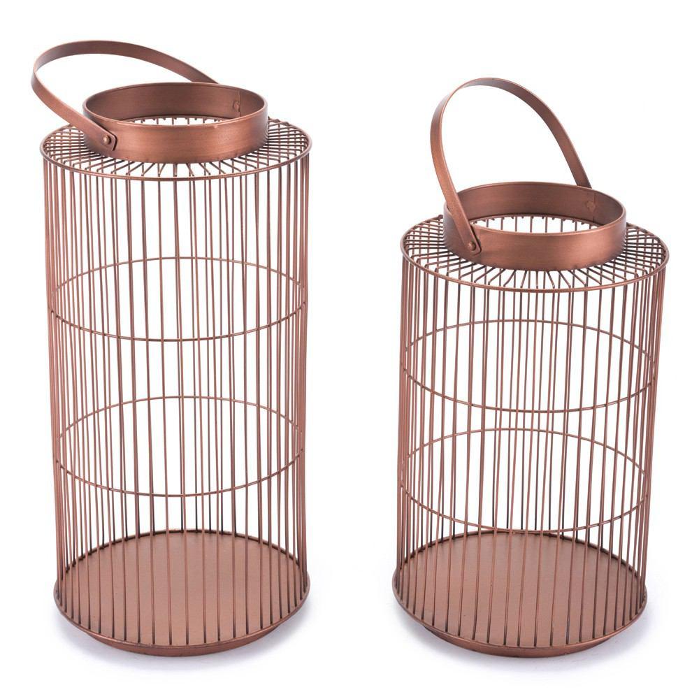 Zuo Metal Lanterns Bronze - Set Of 2