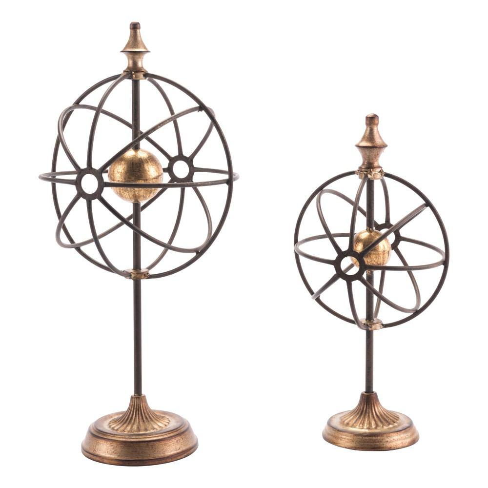 Zuo Globes With Pedestal Antique - Set Of 2