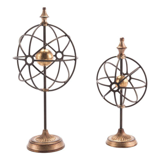 Zuo Globes With Pedestal Antique - Set Of 2