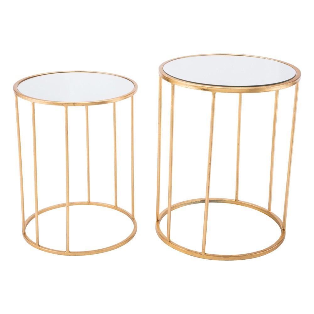 Zuo Finita Nesting Round Tables Gold - Set Of 2