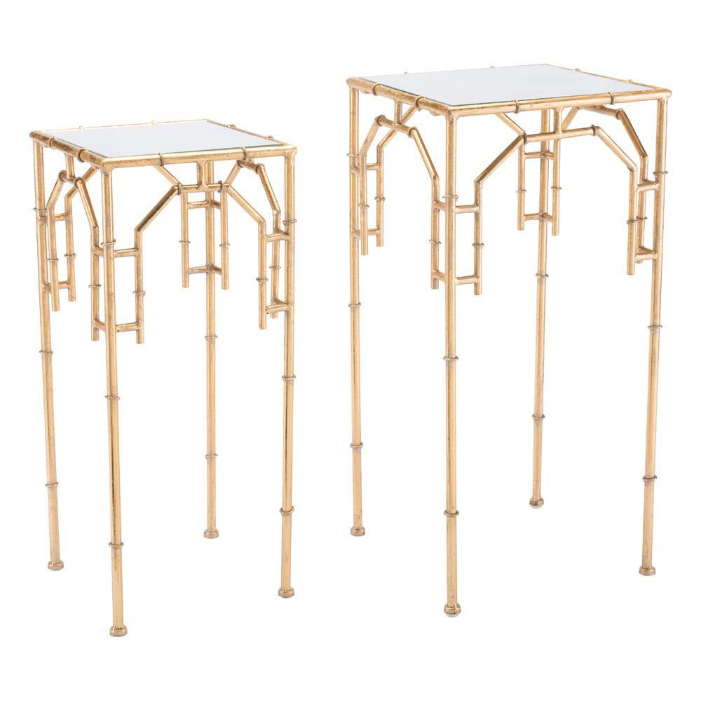 Zuo Bamboo Tables Gold - Set Of 2