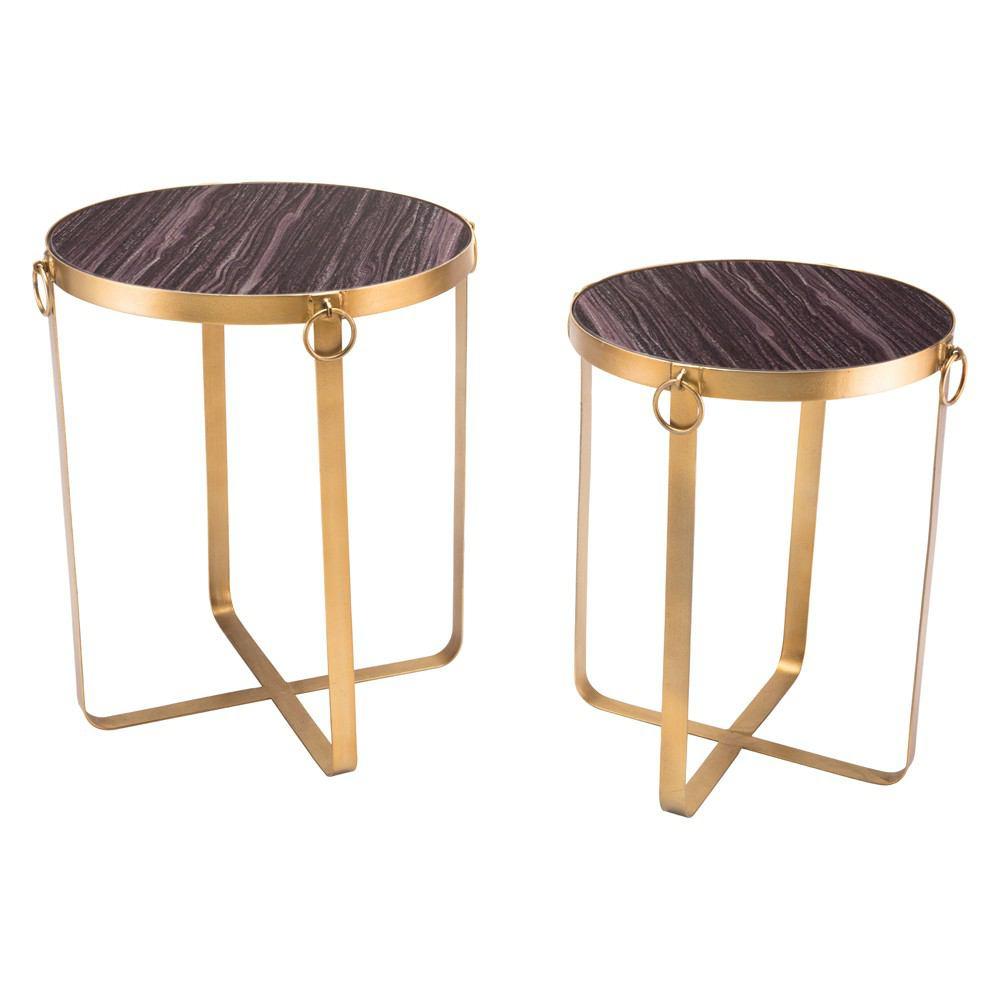 Zuo Onix Tables Purple & Antique Go - Set Of 2