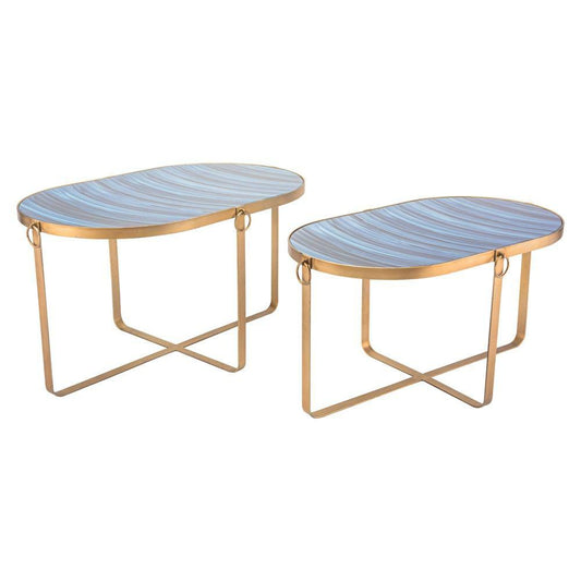 Zuo Zaphire Tables Blue & Antique G - Set Of 2