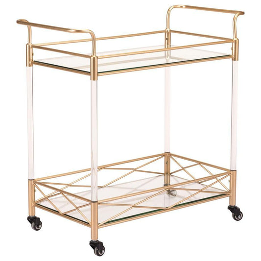 Zuo Lucite Bar Cart Gold