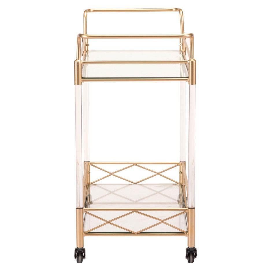 Zuo Lucite Bar Cart Gold