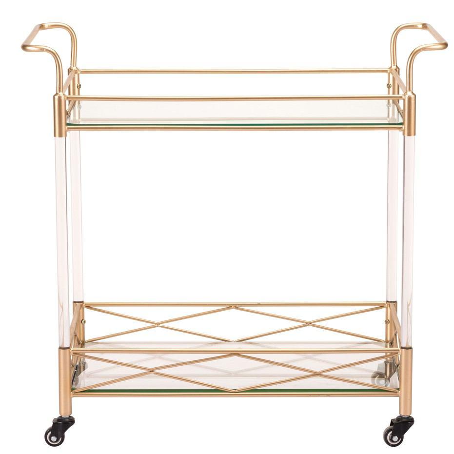 Zuo Lucite Bar Cart Gold