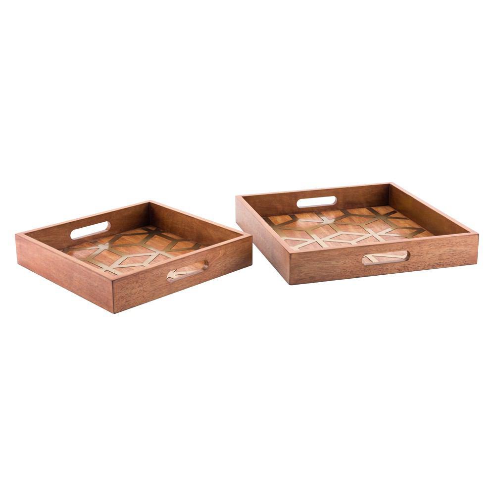 Zuo Clover Trays Brown - Set Of 2