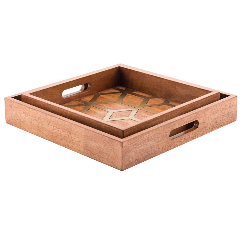 Zuo Clover Trays Brown - Set Of 2