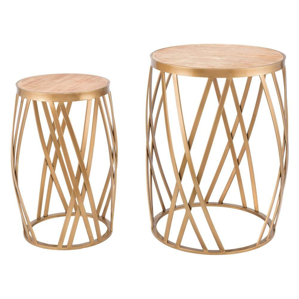 Zuo Criss Cross Tables Gold - Set Of 2