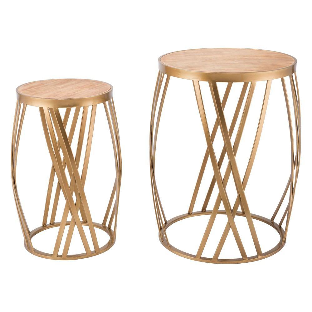 Zuo Criss Cross Tables Gold - Set Of 2