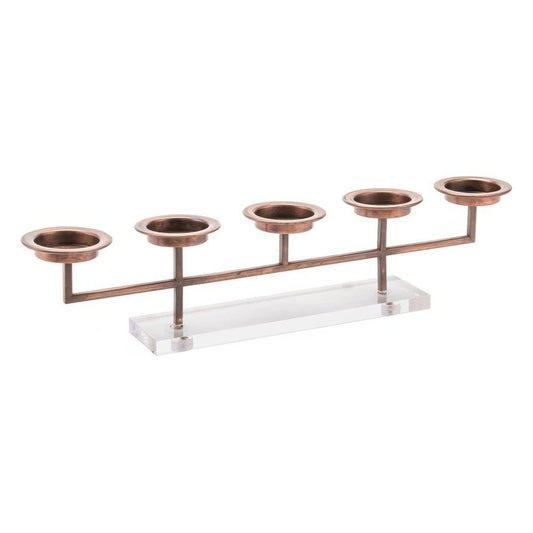 Zuo Lucite 5 Candle Holder Gold