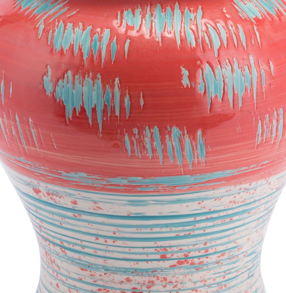 Zuo Coralia Temple Jar Coral Red & Turquoise