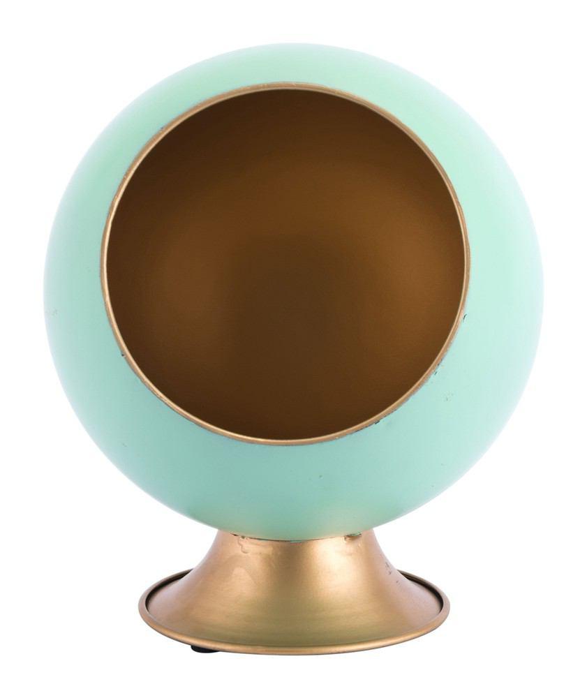 Zuo Round Small Metal Planter Green