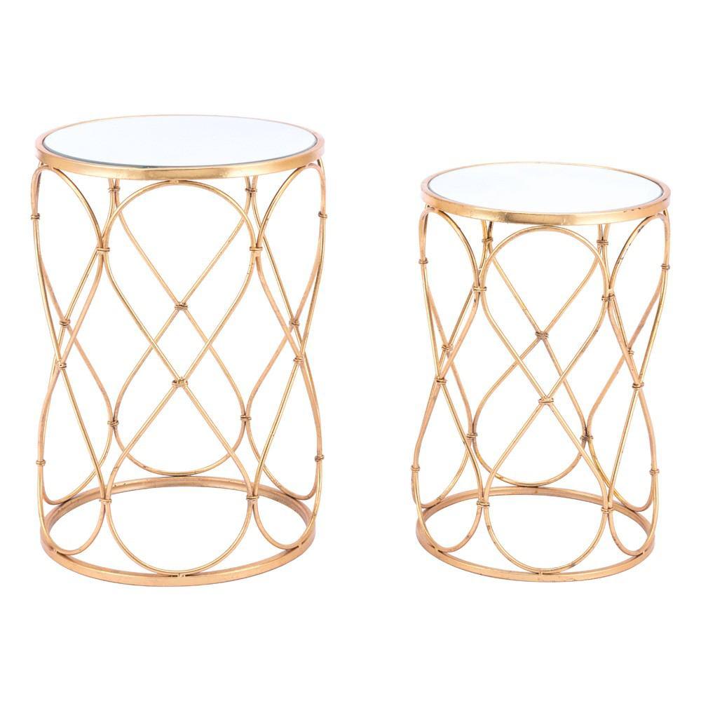 Zuo Twist End Tables Gold - Set Of 2