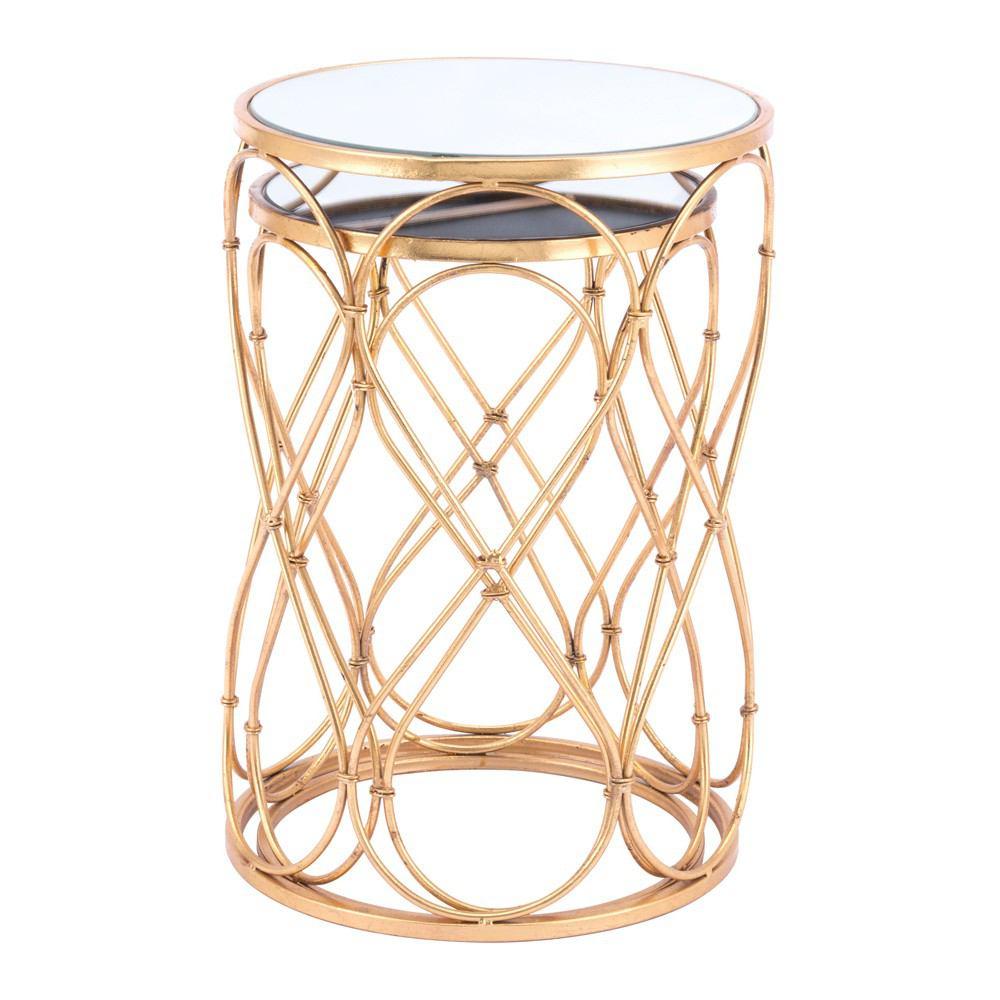 Zuo Twist End Tables Gold - Set Of 2