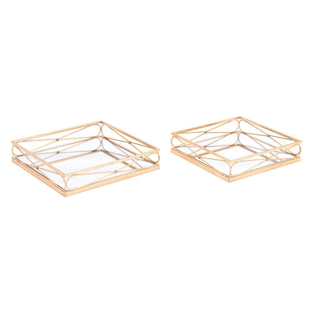 Zuo Twisted Trays Gold - Set Of 2