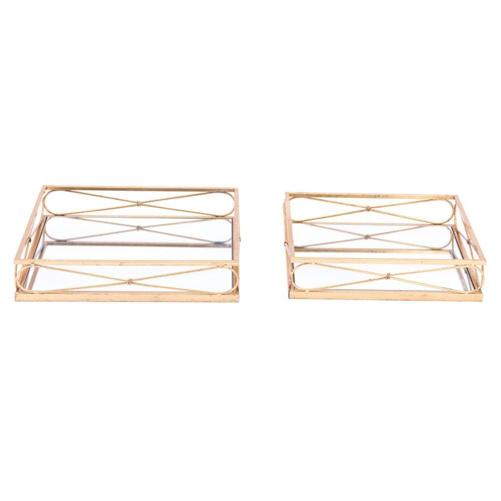 Zuo Twisted Trays Gold - Set Of 2