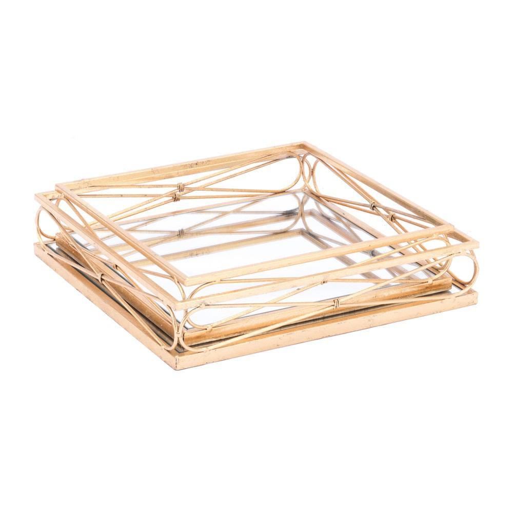 Zuo Twisted Trays Gold - Set Of 2